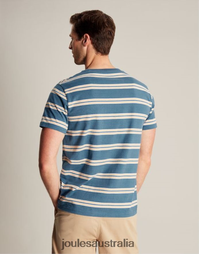 Joules Apparel Men Boathouse Striped T-Shirt NVVNL210 BLUE GOLD STRIPE