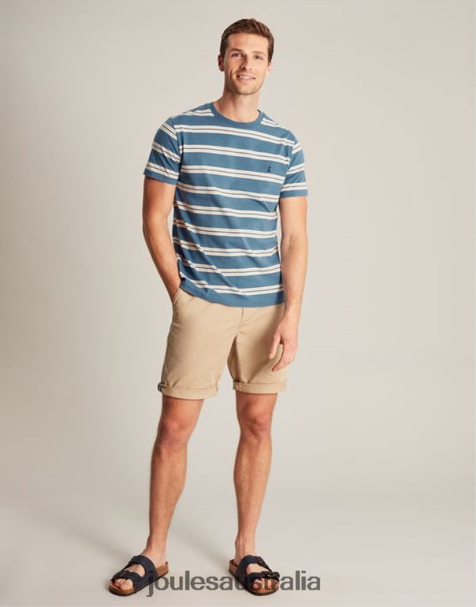 Joules Apparel Men Boathouse Striped T-Shirt NVVNL210 BLUE GOLD STRIPE