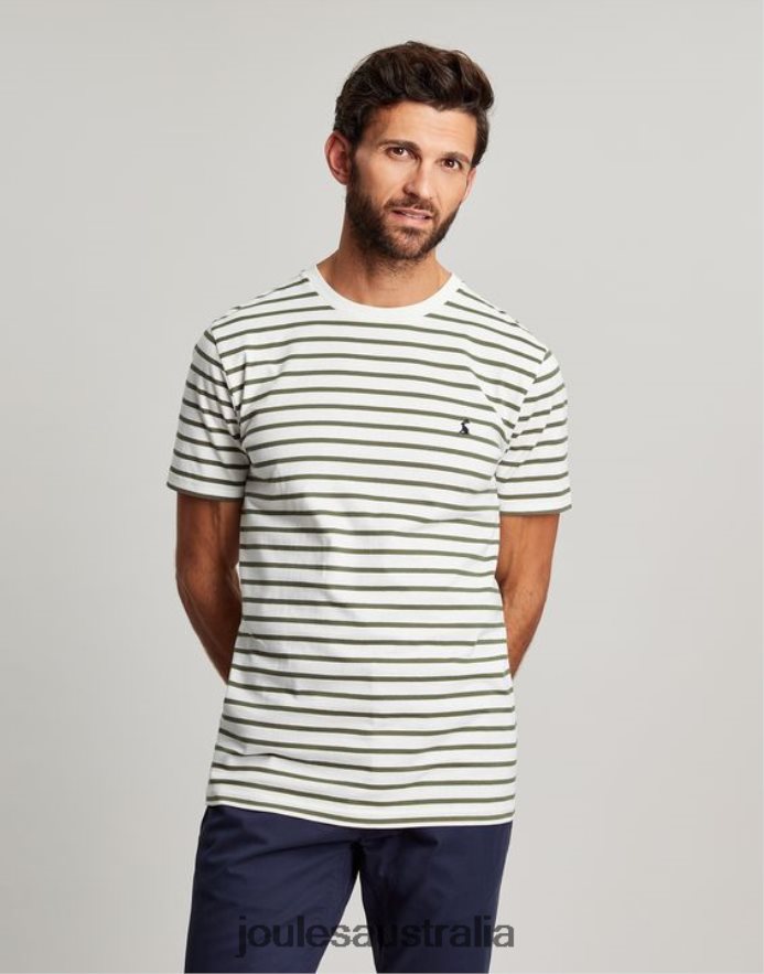 Joules Apparel Men Boathouse Striped T-Shirt NVVNL252 WHITE KHAKI STRIPE