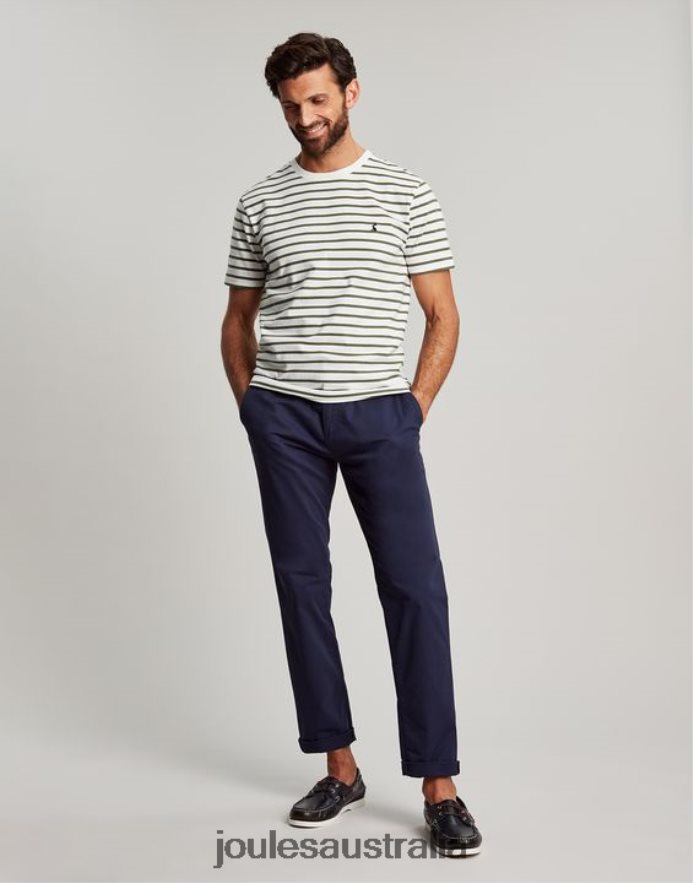 Joules Apparel Men Boathouse Striped T-Shirt NVVNL252 WHITE KHAKI STRIPE