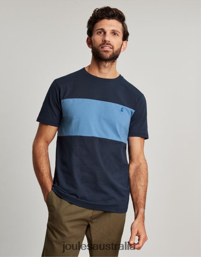 Joules Apparel Men Colourblock Short Sleeve T-shirt NVVNL202 BLUE COLOUR BLOCK