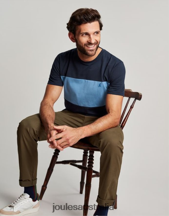 Joules Apparel Men Colourblock Short Sleeve T-shirt NVVNL202 BLUE COLOUR BLOCK
