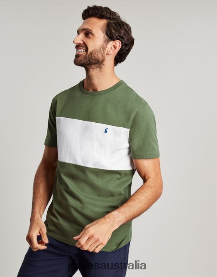 Joules Apparel Men Colourblock Short Sleeve T-shirt NVVNL207 GREEN COLOUR BLOCK