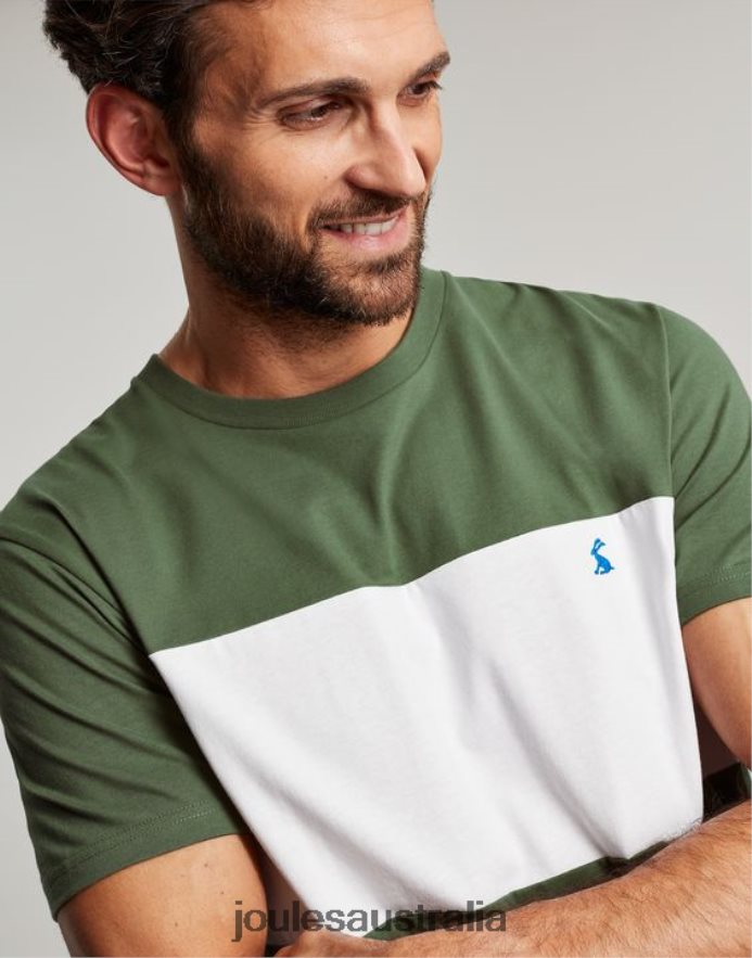 Joules Apparel Men Colourblock Short Sleeve T-shirt NVVNL207 GREEN COLOUR BLOCK