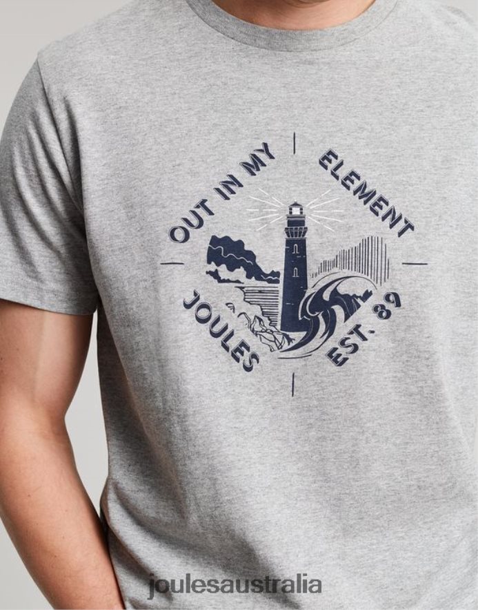 Joules Apparel Men Flynn Graphic T-Shirt NVVNL184 GREY MARL