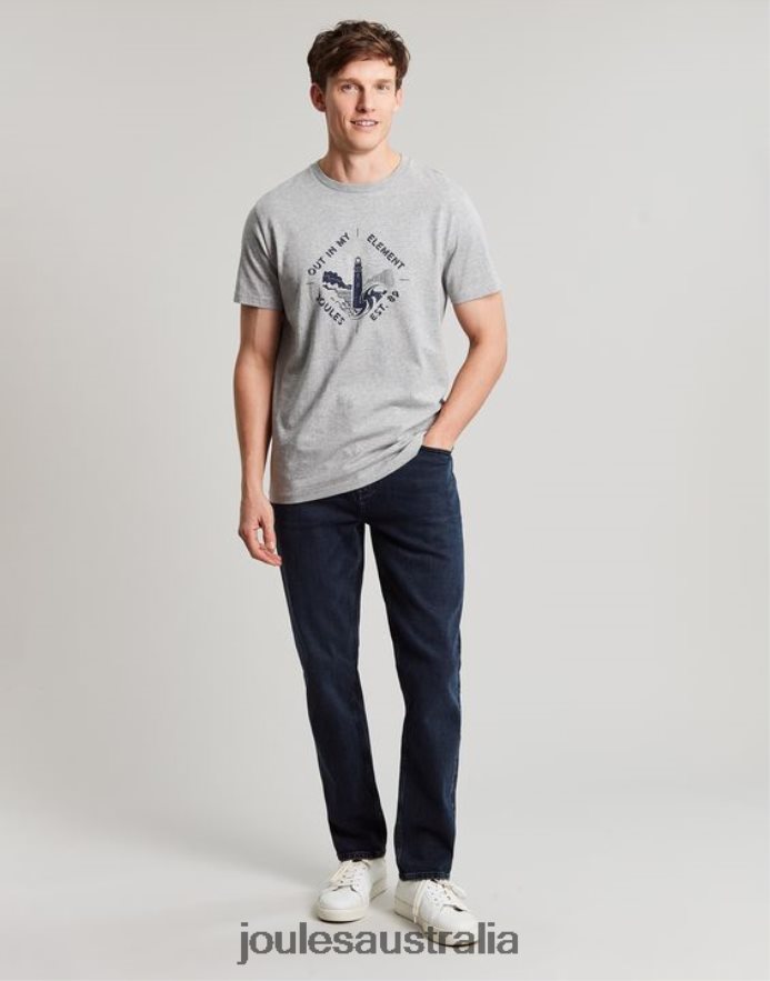 Joules Apparel Men Flynn Graphic T-Shirt NVVNL184 GREY MARL