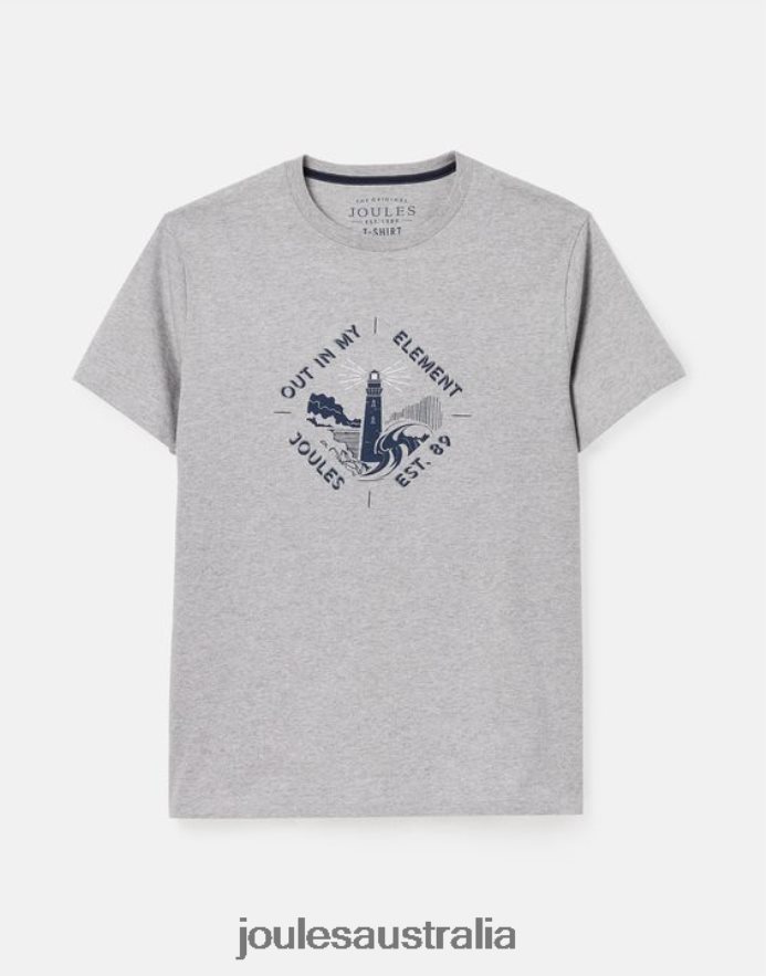 Joules Apparel Men Flynn Graphic T-Shirt NVVNL184 GREY MARL
