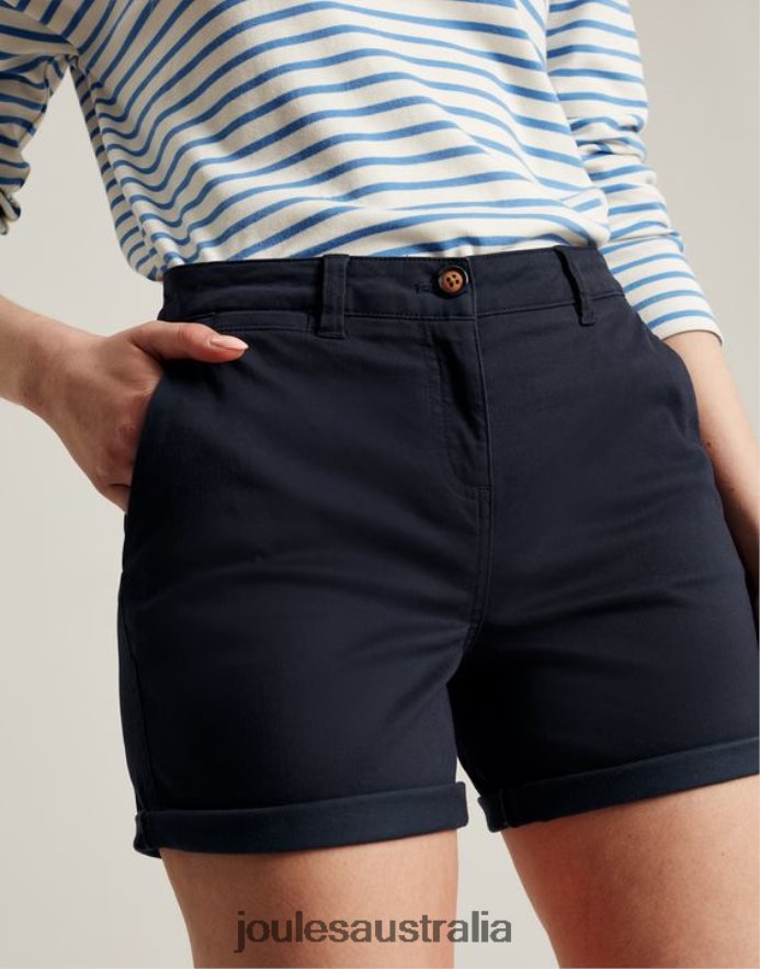 Joules Apparel Women Cruise Mid Length Chino Short NVVNL46 FRENCH NAVY