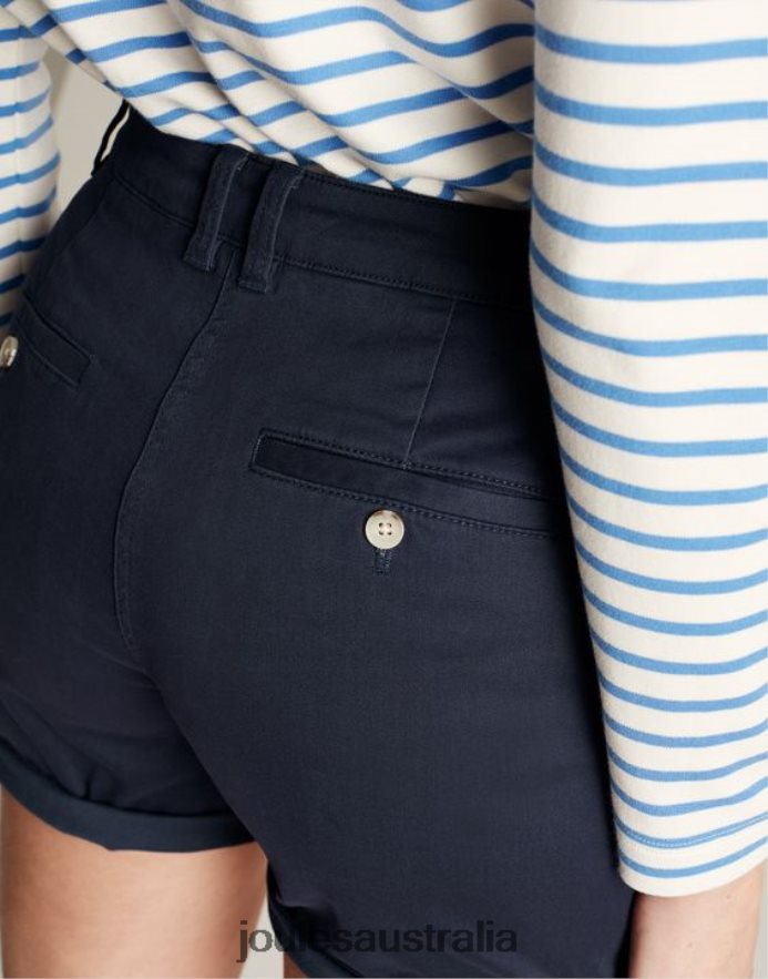 Joules Apparel Women Cruise Mid Length Chino Short NVVNL46 FRENCH NAVY