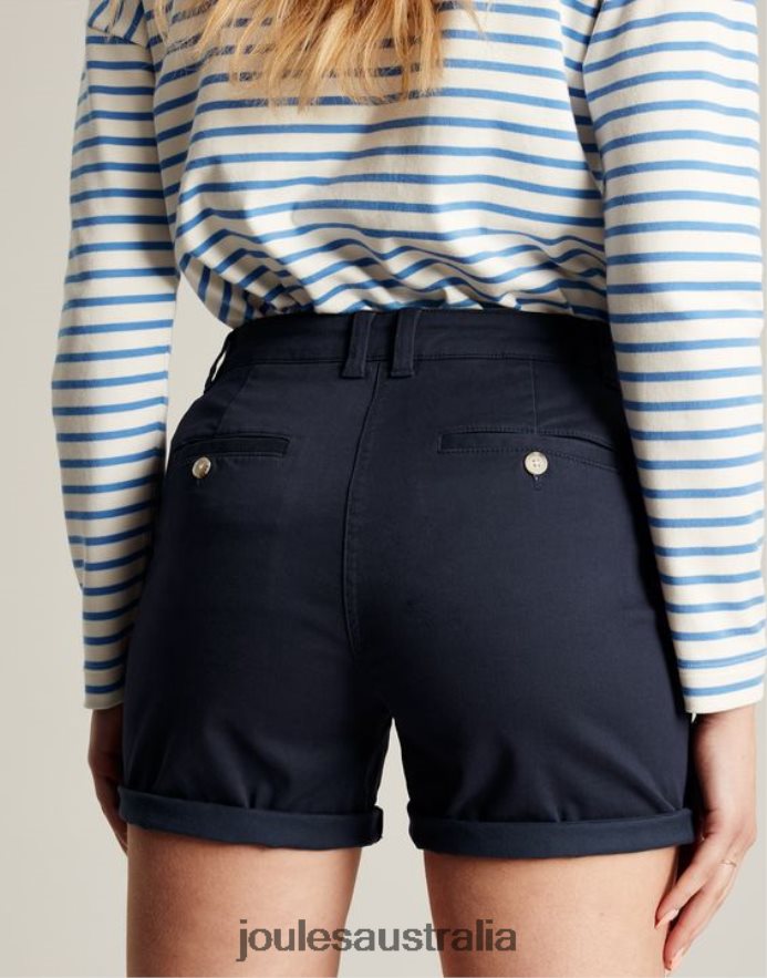 Joules Apparel Women Cruise Mid Length Chino Short NVVNL46 FRENCH NAVY