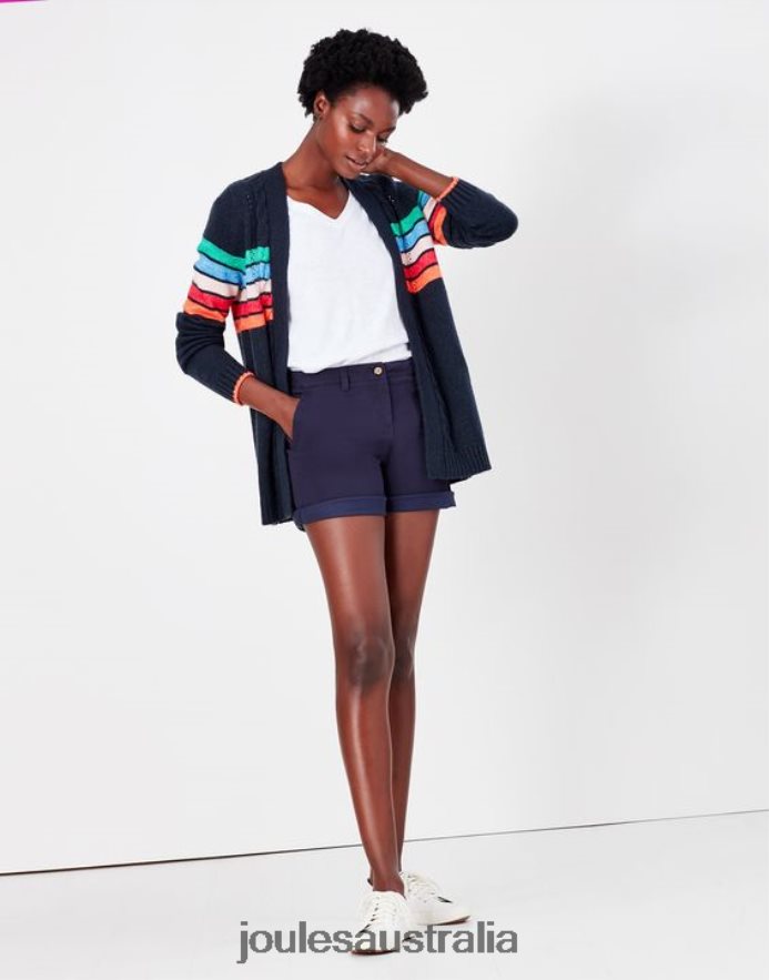 Joules Apparel Women Cruise Mid Length Chino Shorts NVVNL82 FRENCH NAVY