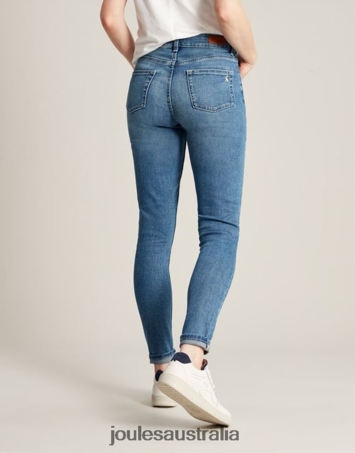 Joules Apparel Women Monroe High Rise Stretch Skinny Jeans NVVNL1 LIGHT DENIM