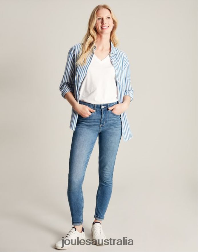 Joules Apparel Women Monroe High Rise Stretch Skinny Jeans NVVNL1 LIGHT DENIM