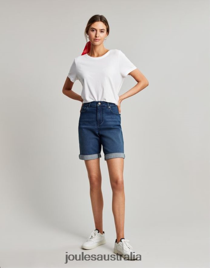 Joules Apparel Women Shirley Long Denim Shorts NVVNL73 MID INDIGO