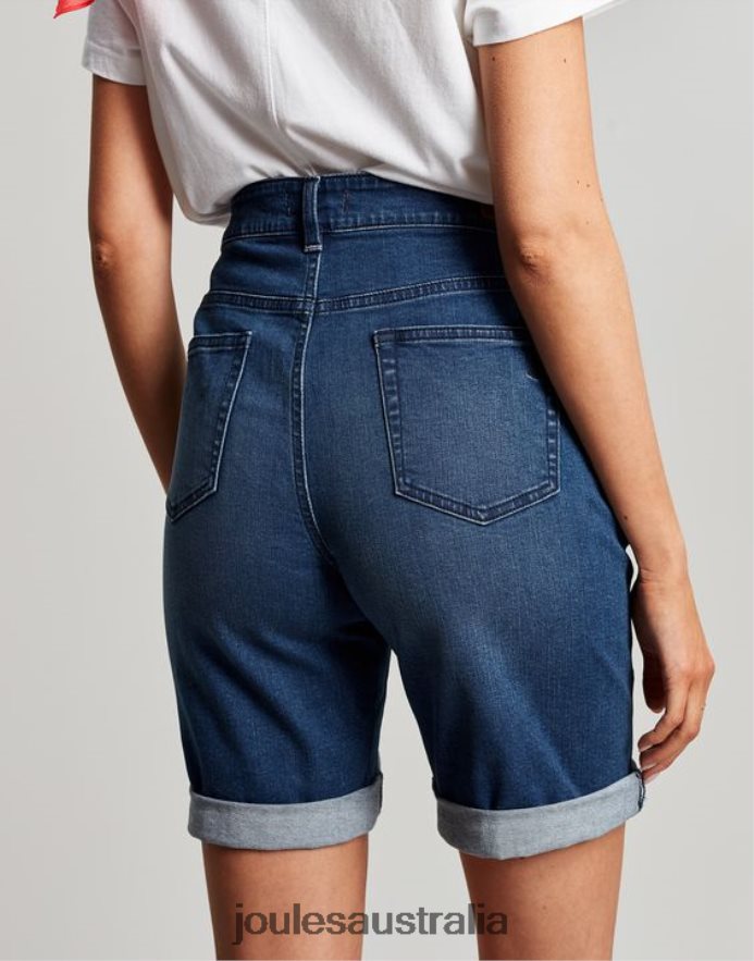 Joules Apparel Women Shirley Long Denim Shorts NVVNL73 MID INDIGO