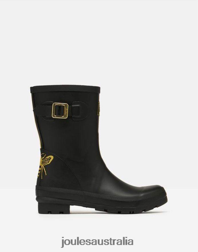 Joules Footwear Women Molly Mid Height Printed Rain Boots NVVNL149 GOLD ETCHED BEE