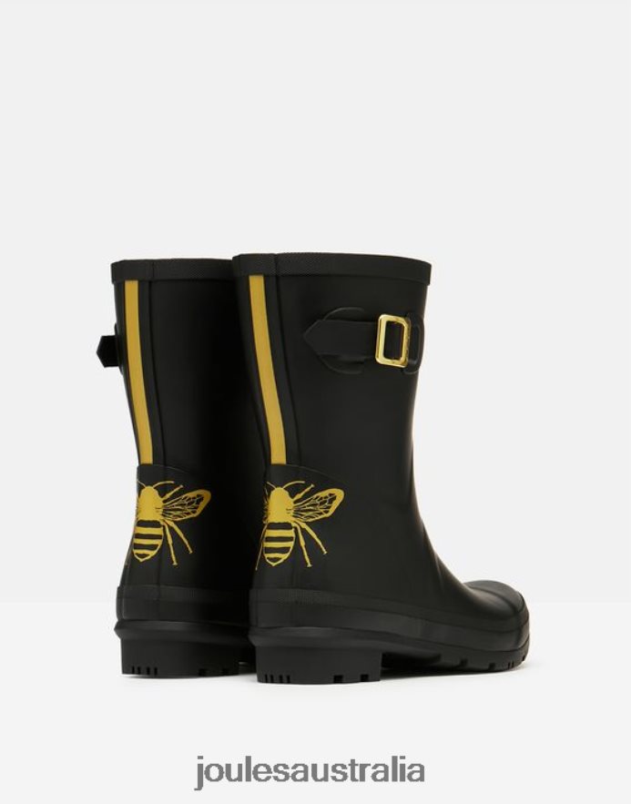Joules Footwear Women Molly Mid Height Printed Rain Boots NVVNL149 GOLD ETCHED BEE