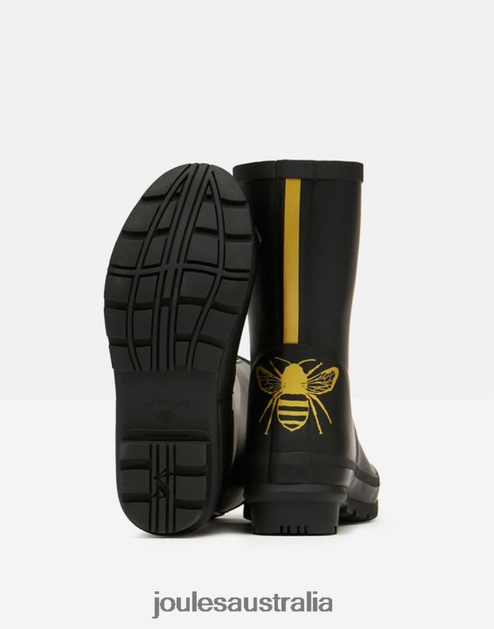 Joules Footwear Women Molly Mid Height Printed Rain Boots NVVNL149 GOLD ETCHED BEE