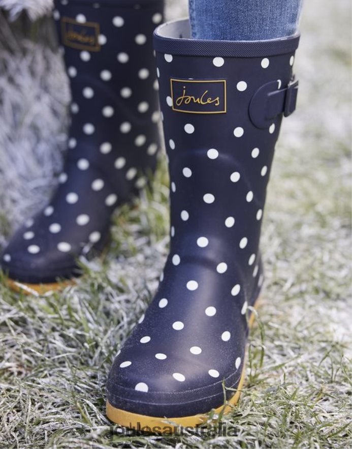 Joules Footwear Women Molly Printed Mid Height Rain Boots NVVNL145 FRENCH NAVY SPOT
