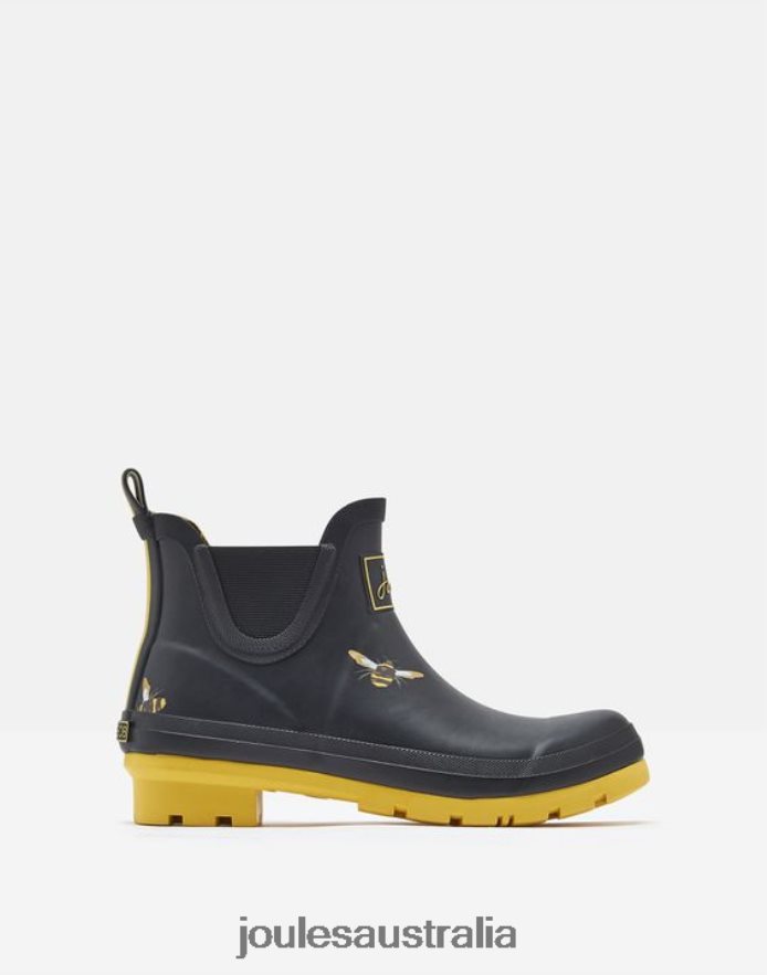 Joules Footwear Women Short Height Printed Short Height Printed Rain Boots NVVNL144 BLACK METALLIC BEES