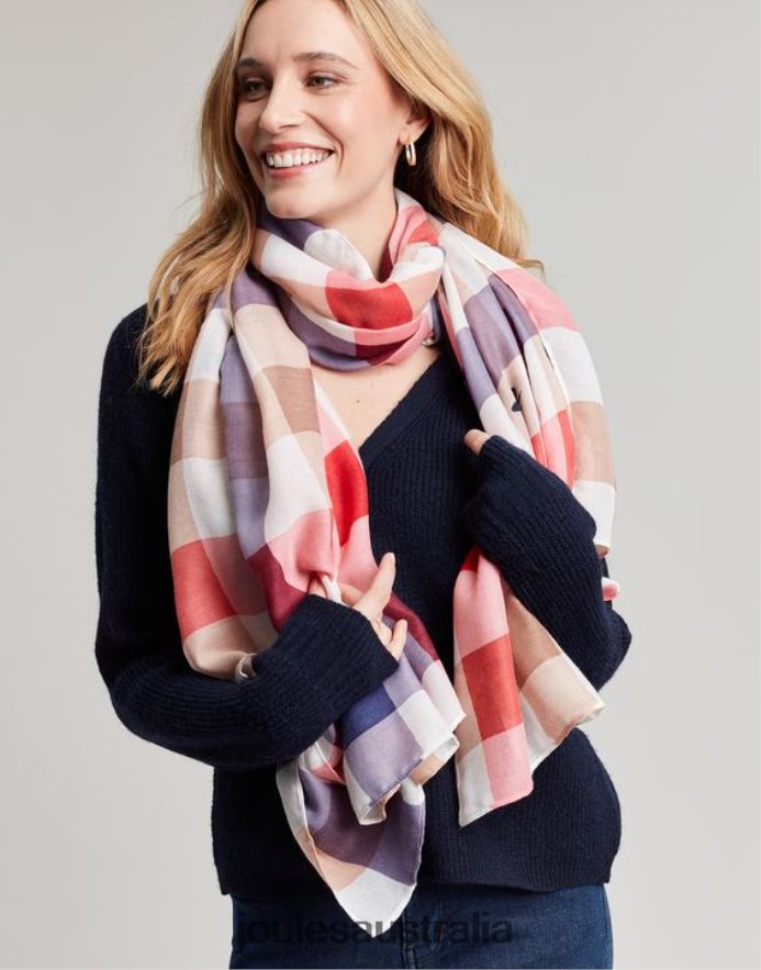 Joules Accessories Women River Lightweight Woven Printed Scarf NVVNL160 BEE MULTI GINGHAM