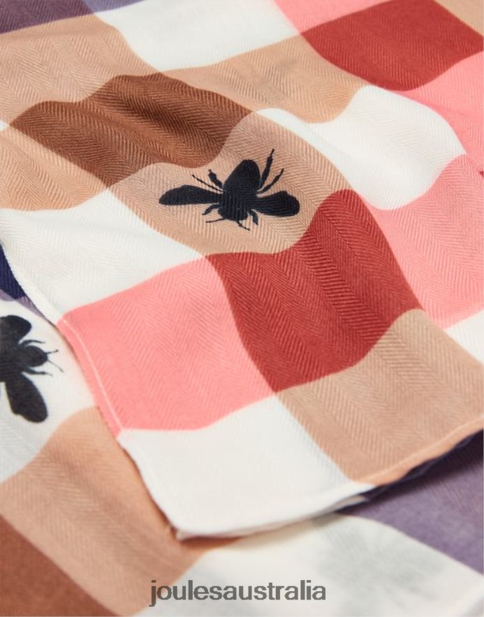 Joules Accessories Women River Lightweight Woven Printed Scarf NVVNL160 BEE MULTI GINGHAM