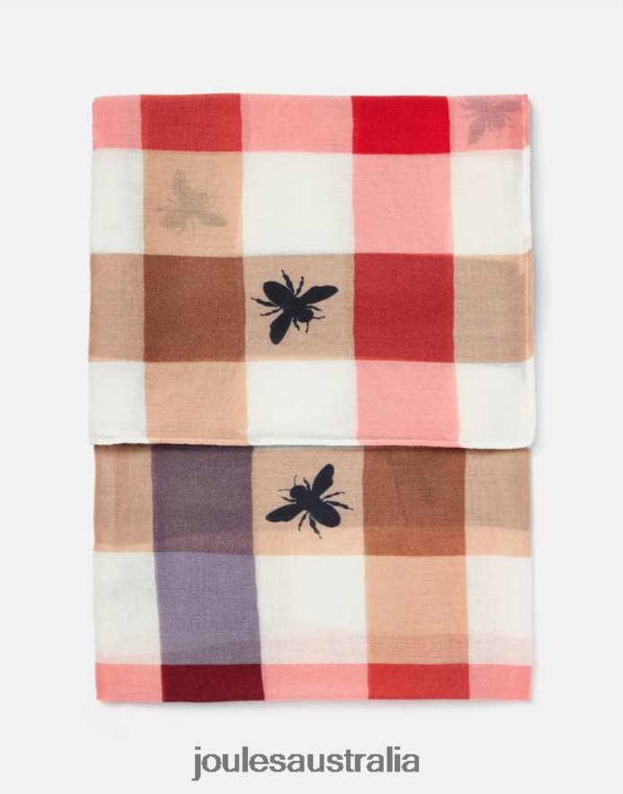Joules Accessories Women River Lightweight Woven Printed Scarf NVVNL160 BEE MULTI GINGHAM