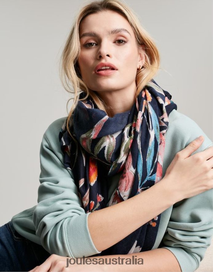 Joules Accessories Women River Lightweight Woven Retangle Printed Scarf NVVNL155 PEAK FLORAL
