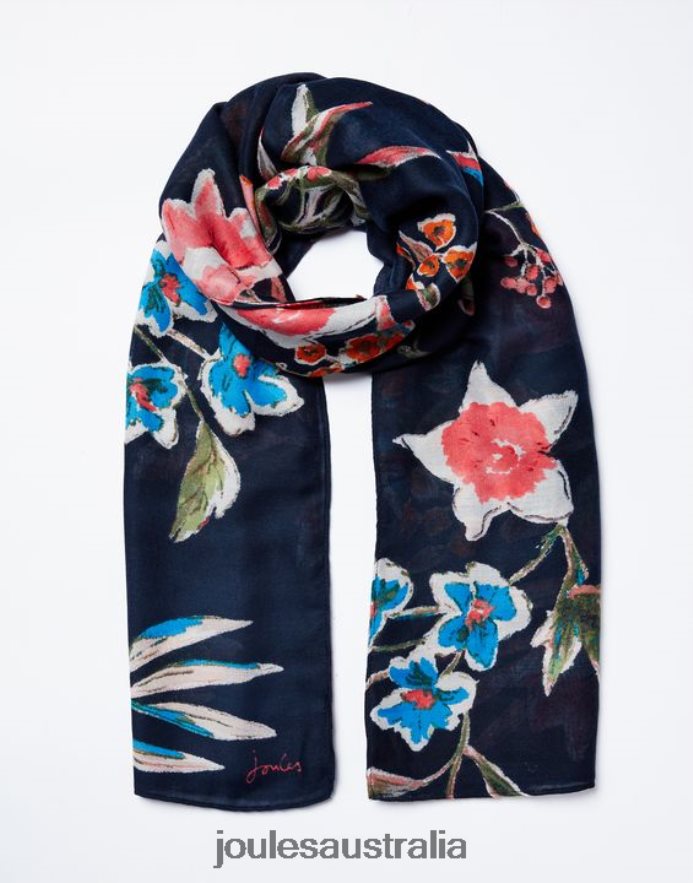 Joules Accessories Women River Lightweight Woven Retangle Printed Scarf NVVNL155 PEAK FLORAL