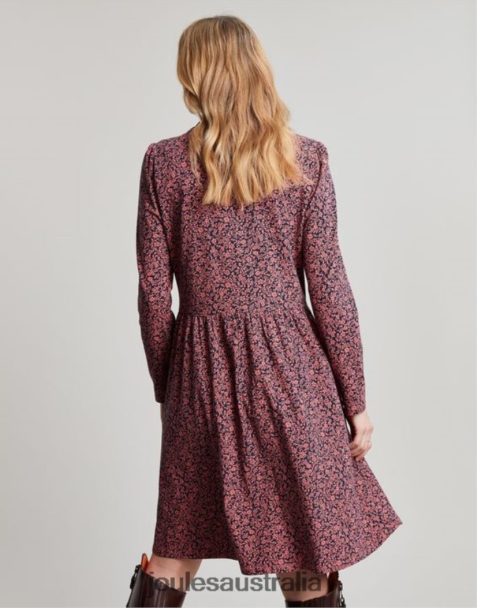 Joules Apparel Women Aurora Zip Down Jersey Dress NVVNL38 ROSE DITSY