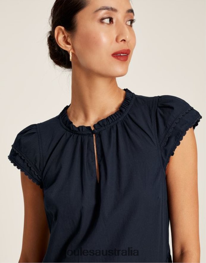 Joules Apparel Women Grace Short Frill Dress NVVNL29 MARINE NAVY