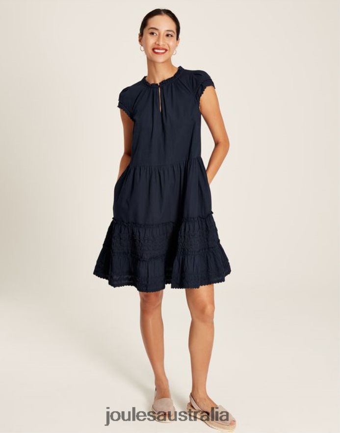 Joules Apparel Women Grace Short Frill Dress NVVNL29 MARINE NAVY