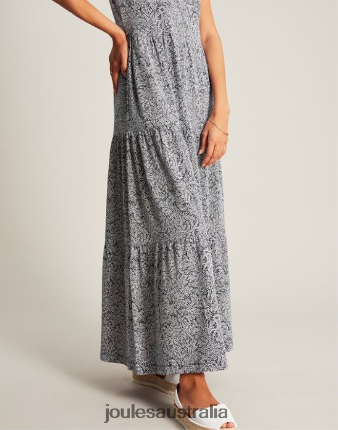 Joules Apparel Women Jayne Jersey Tiered Dress NVVNL100 DARK BLUE WILLOW