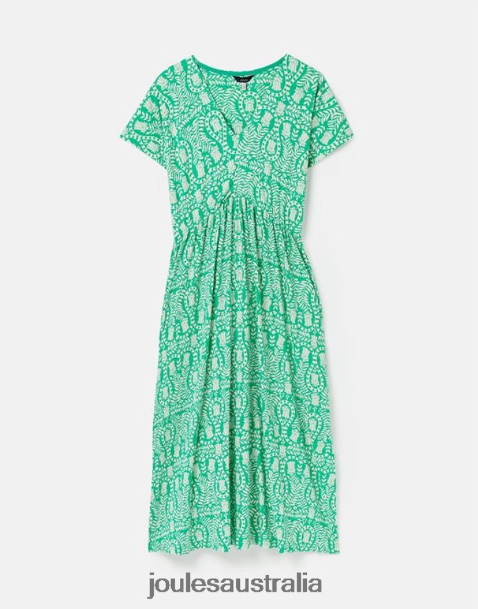 Joules Apparel Women Nia Jersey Dress NVVNL56 GREEN FLORAL