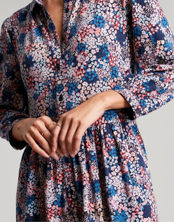 Joules Apparel Women Nova Jersey Midi Shirt Dress NVVNL64 NAVY DITSY