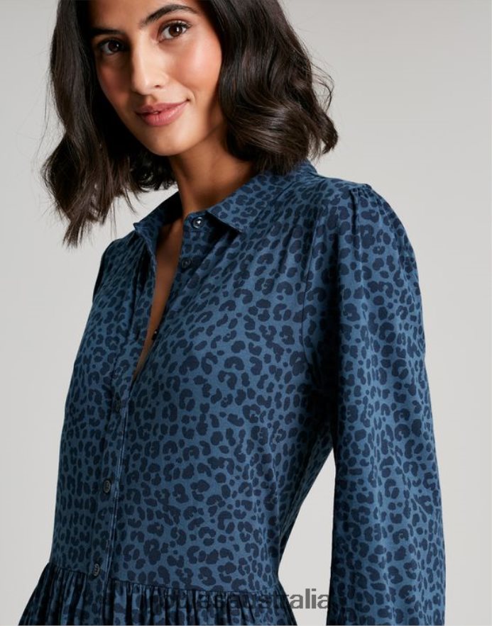 Joules Apparel Women Nova Jersey Midi Shirt Dress NVVNL94 BLUE LEOPARD