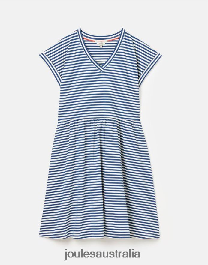 Joules Apparel Women Piper Short Jersey Dress NVVNL16 BLUE STRIPE