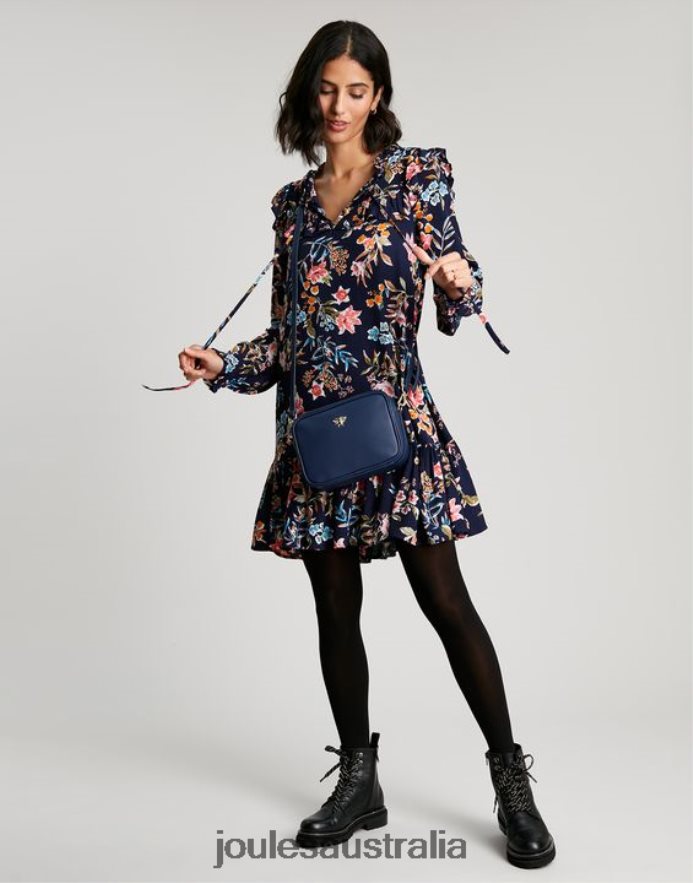 Joules Apparel Women Ruby Keyhole Frill Tiered Tunic NVVNL101 NAVY PEAK FLORAL