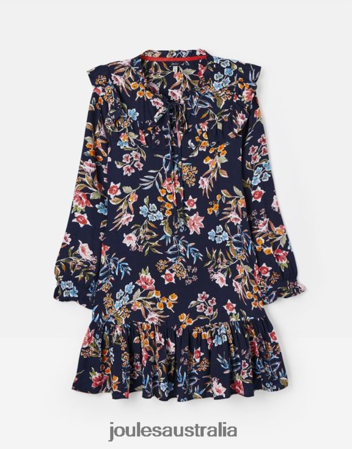 Joules Apparel Women Ruby Keyhole Frill Tiered Tunic NVVNL101 NAVY PEAK FLORAL