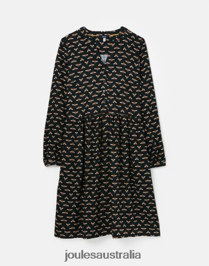 Joules Apparel Women Sophia Half Placket Shirt Dress NVVNL138 BLACK BEE