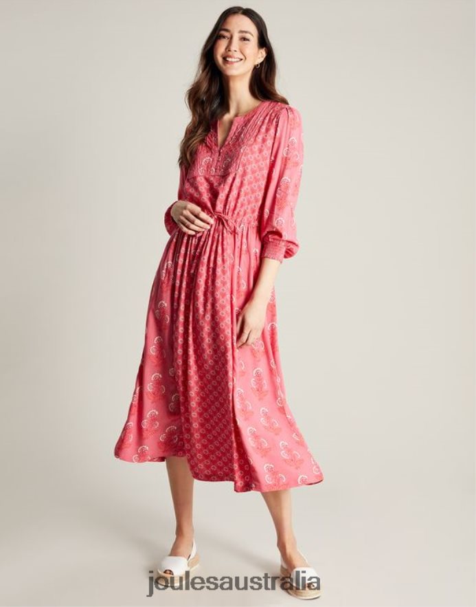 Joules Apparel Women Therese Quilted Bib Dress NVVNL41 ROSE PINK