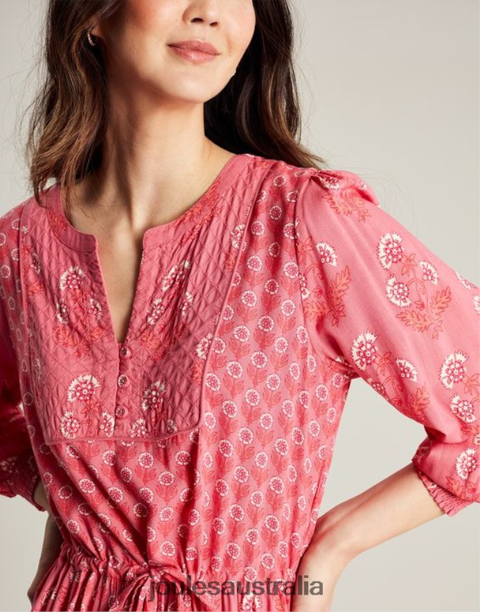 Joules Apparel Women Therese Quilted Bib Dress NVVNL41 ROSE PINK