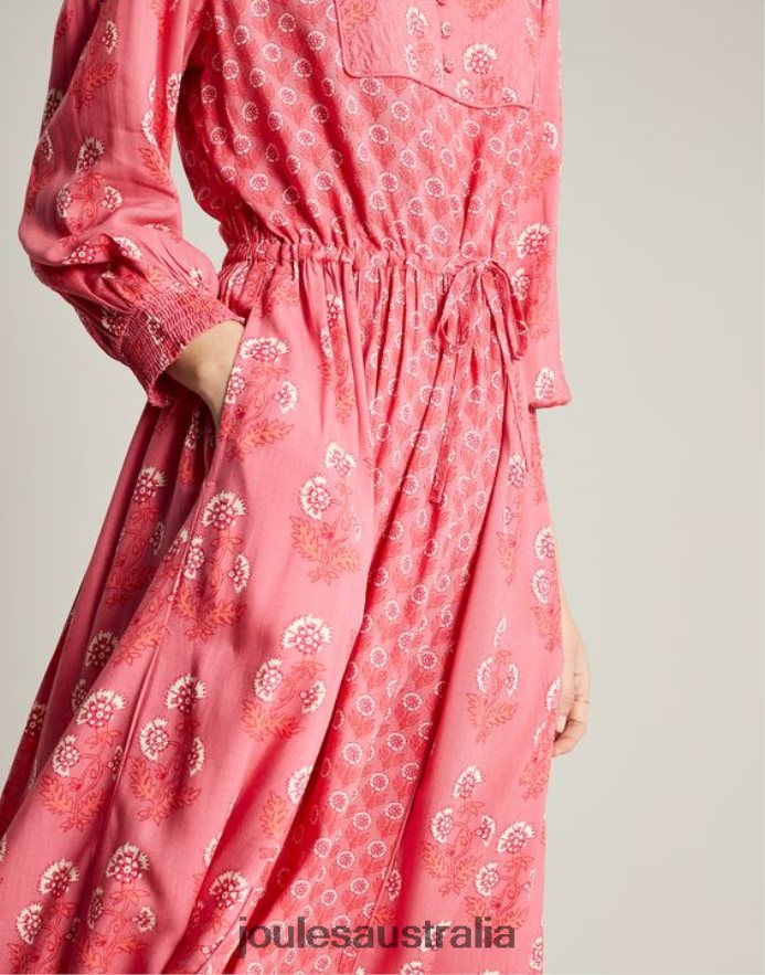 Joules Apparel Women Therese Quilted Bib Dress NVVNL41 ROSE PINK
