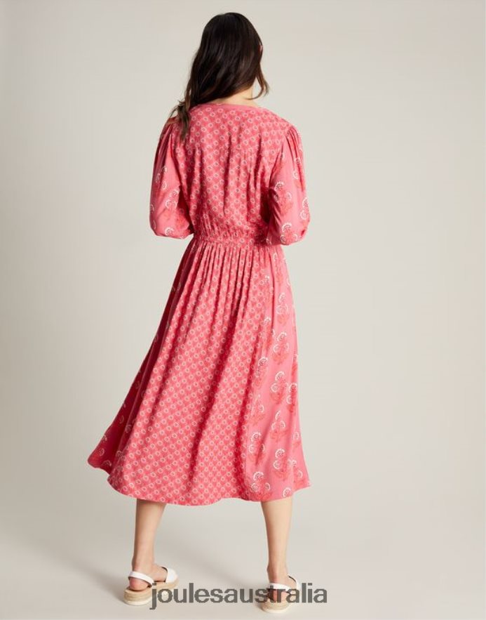 Joules Apparel Women Therese Quilted Bib Dress NVVNL41 ROSE PINK