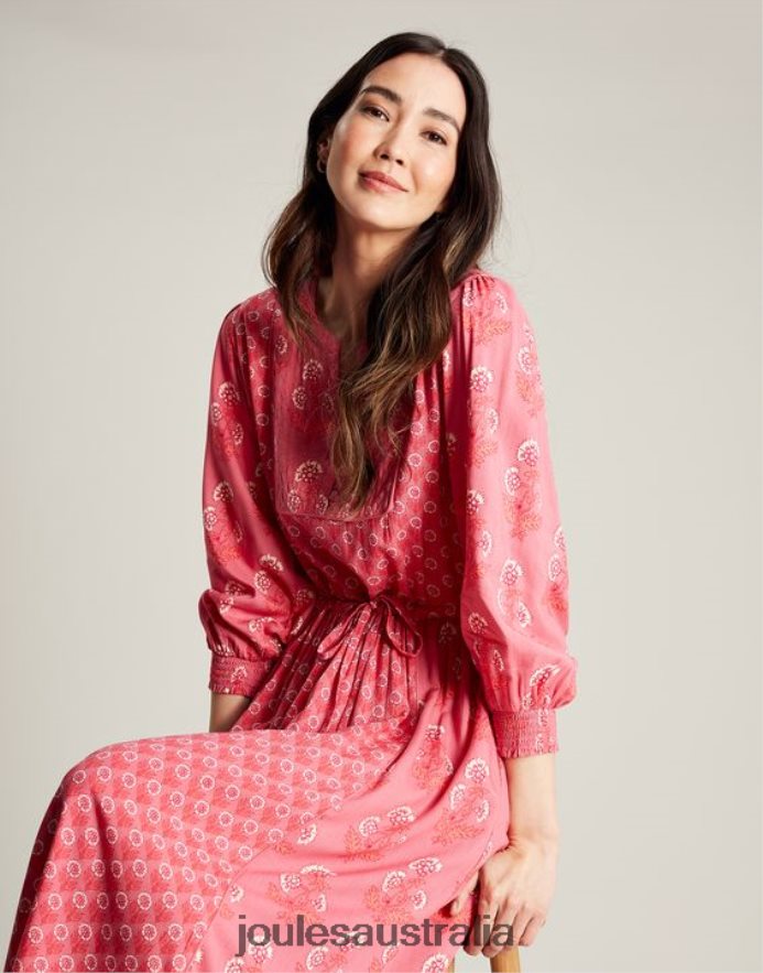 Joules Apparel Women Therese Quilted Bib Dress NVVNL41 ROSE PINK