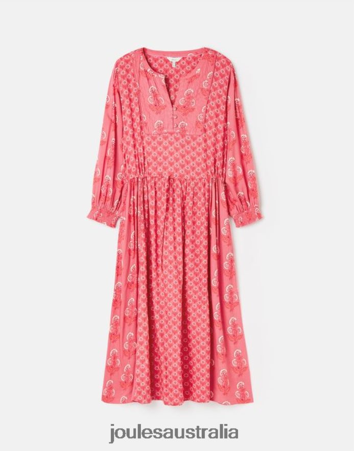 Joules Apparel Women Therese Quilted Bib Dress NVVNL41 ROSE PINK