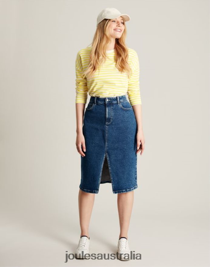 Joules Apparel Women Esther Drop Shoulder Long Sleeve Top NVVNL10 YELLOW STRIPE