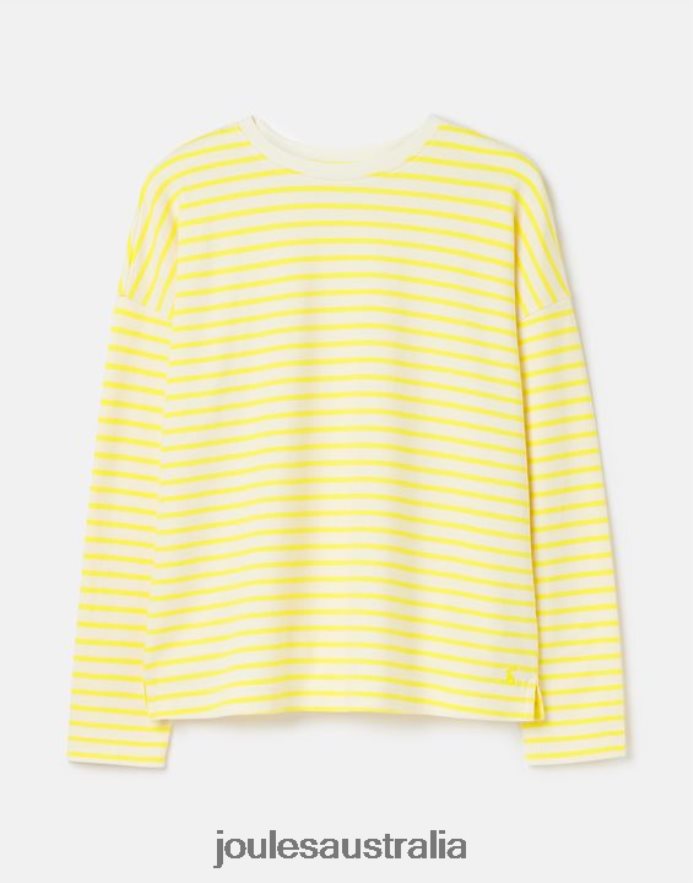 Joules Apparel Women Esther Drop Shoulder Long Sleeve Top NVVNL10 YELLOW STRIPE