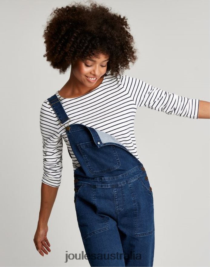 Joules Apparel Women Harbour Long Sleeve Jersey Top NVVNL53 CREAM NAVY STRIPE