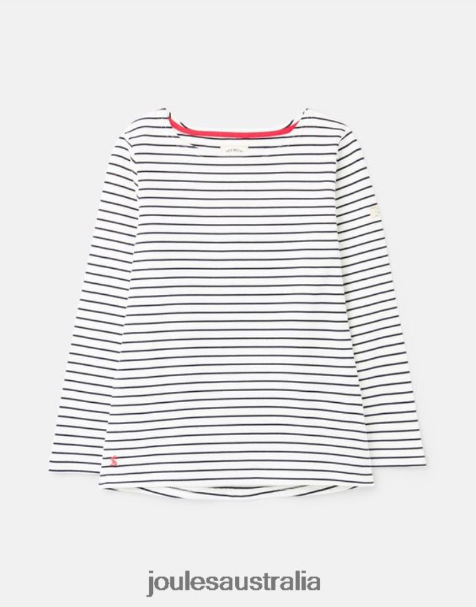Joules Apparel Women Harbour Long Sleeve Jersey Top NVVNL53 CREAM NAVY STRIPE